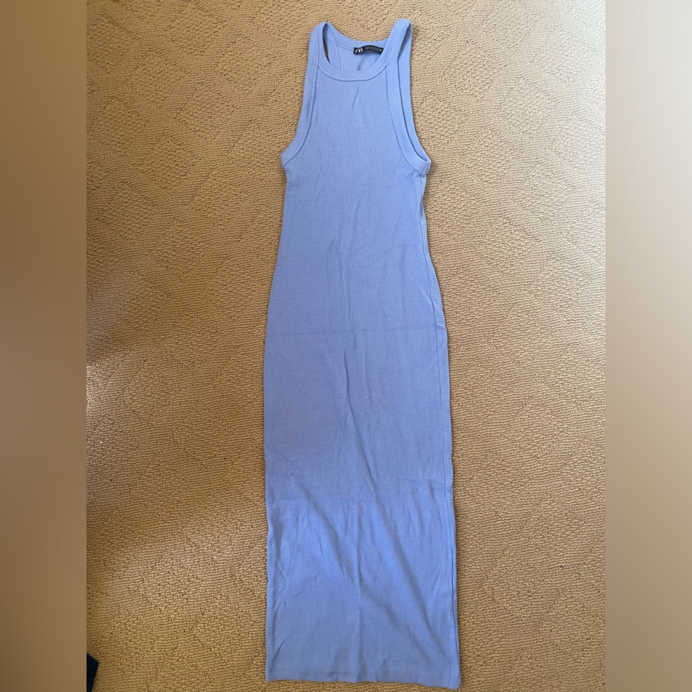 Zara blue ribbed dress